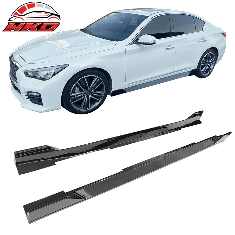 Wholesale 14-23 Infiniti Q50 IKON Style 4PCS Side Skirts Rocker Panel PP Gloss Black