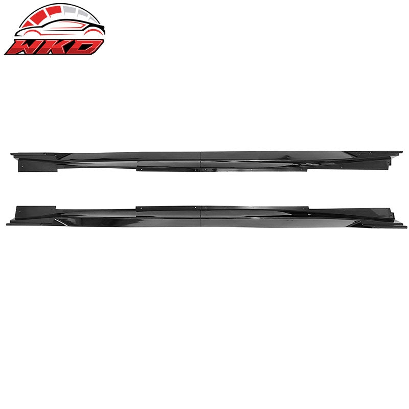 Fits 14-23 Infiniti Q50 IKON Style 4PCS Side Skirts Rocker Panel PP Gloss Black