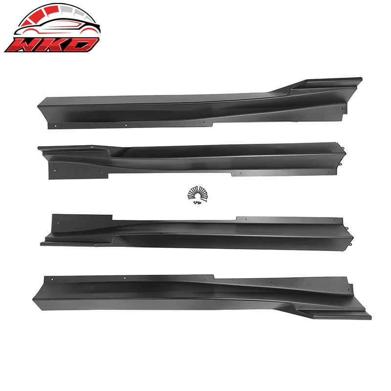 Fits 14-23 Infiniti Q50 IKON Style 4PCS Side Skirts Rocker Panel PP Matte Black