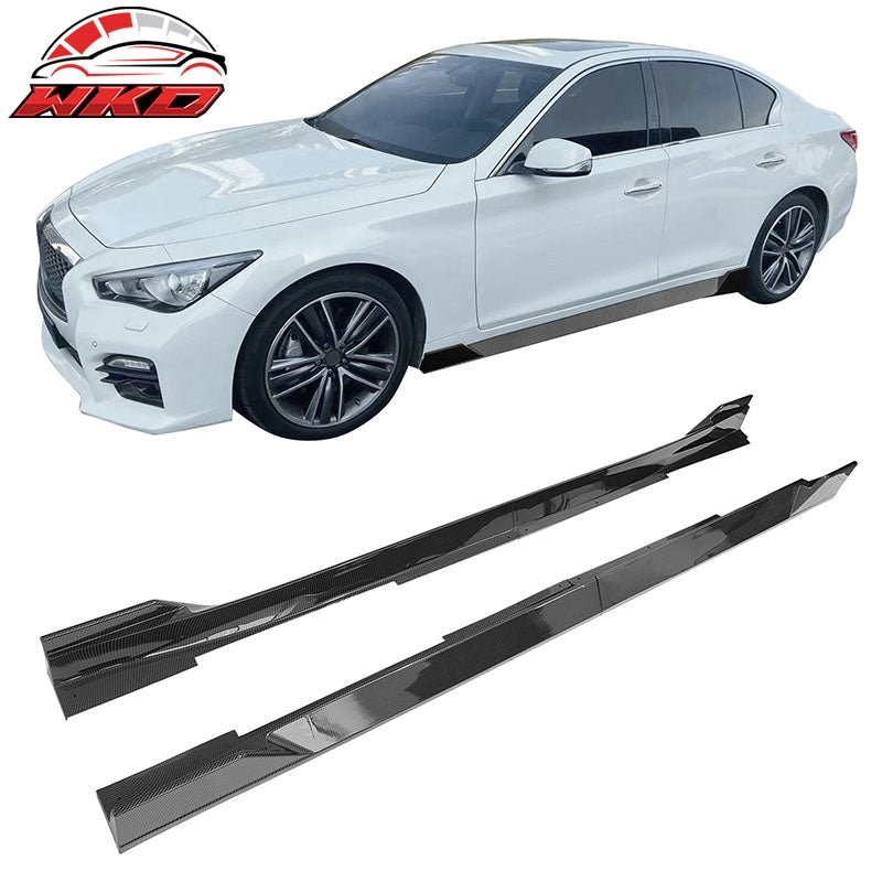 Wholesale 14-23 Infiniti Q50 IKON Style 4PCS Side Skirts Rocker PP Carbon Fiber Print