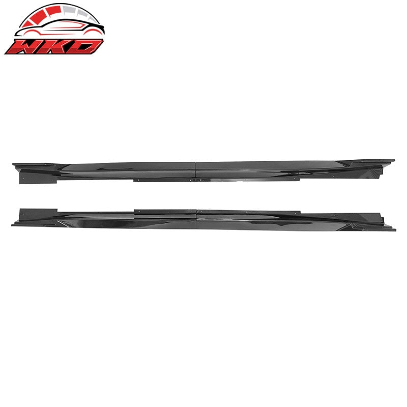 Fits 14-23 Infiniti Q50 IKON Style 4PCS Side Skirts Rocker PP Carbon Fiber Print