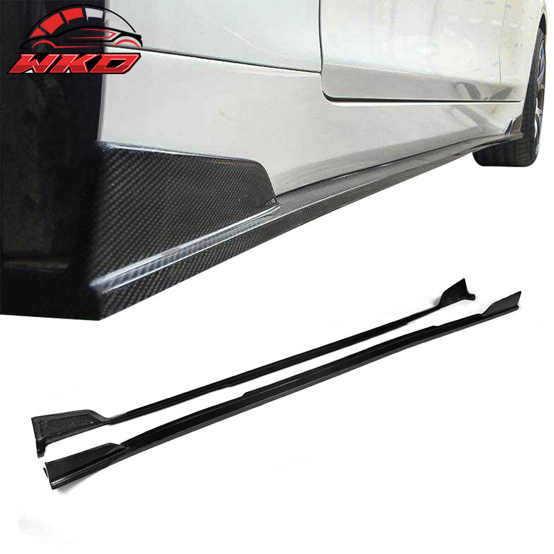Fits 14-18 Infiniti Q50 V37 ST Style 2PCS Side Skirts Extension Carbon Fiber CF