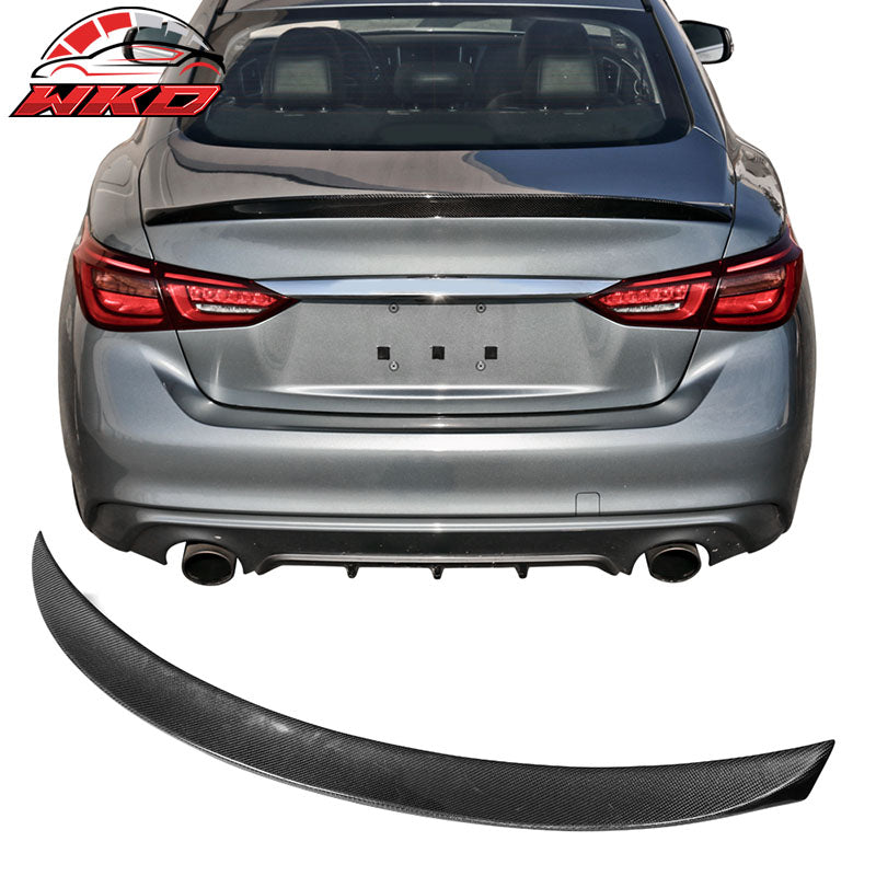 Fits 14-24 Infiniti Q50 ST Style Trunk Spoiler Wing - Matte Carbon Fiber