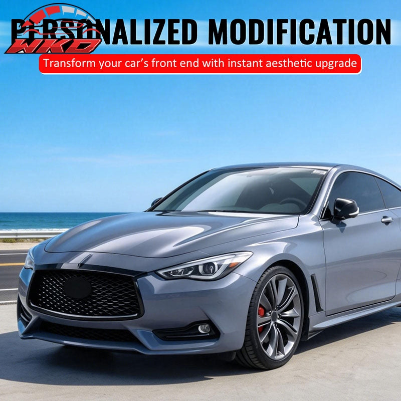 Fits 17-22 Infiniti Q60 Carbon Fiber Print OE Style Grille Frame Outline Trim