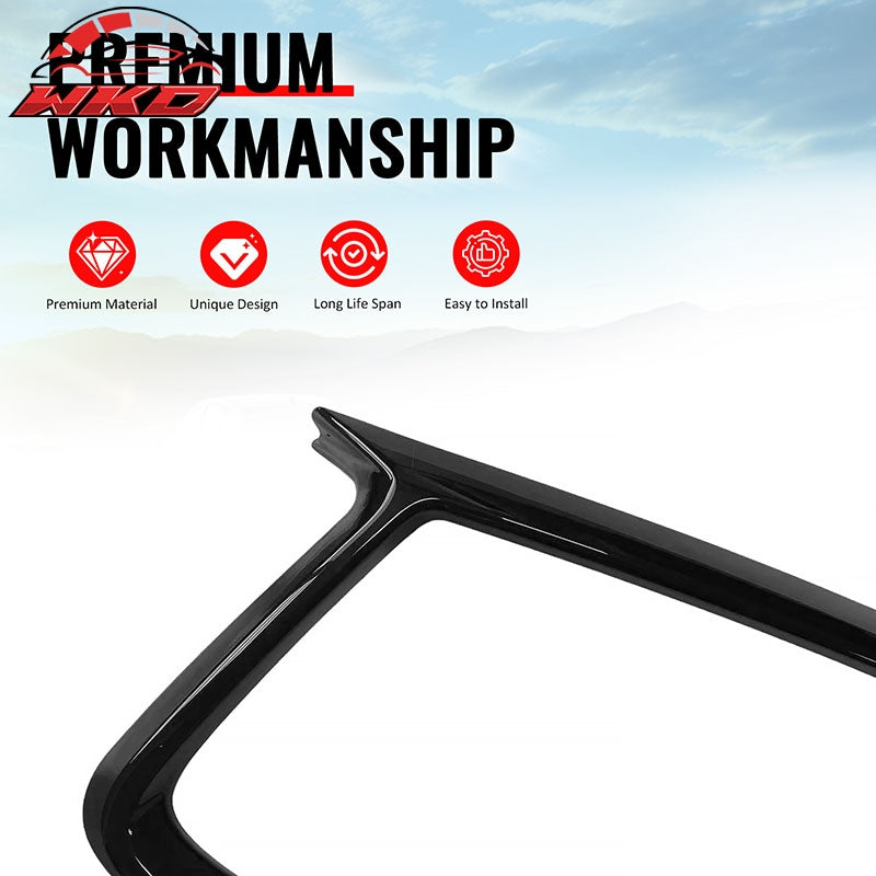 For 17-22 Infiniti Q60 Gloss Black OE Style Front Grille Frame Outline Trim ABS