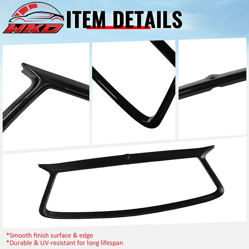 For 17-22 Infiniti Q60 Gloss Black OE Style Front Grille Frame Outline Trim ABS