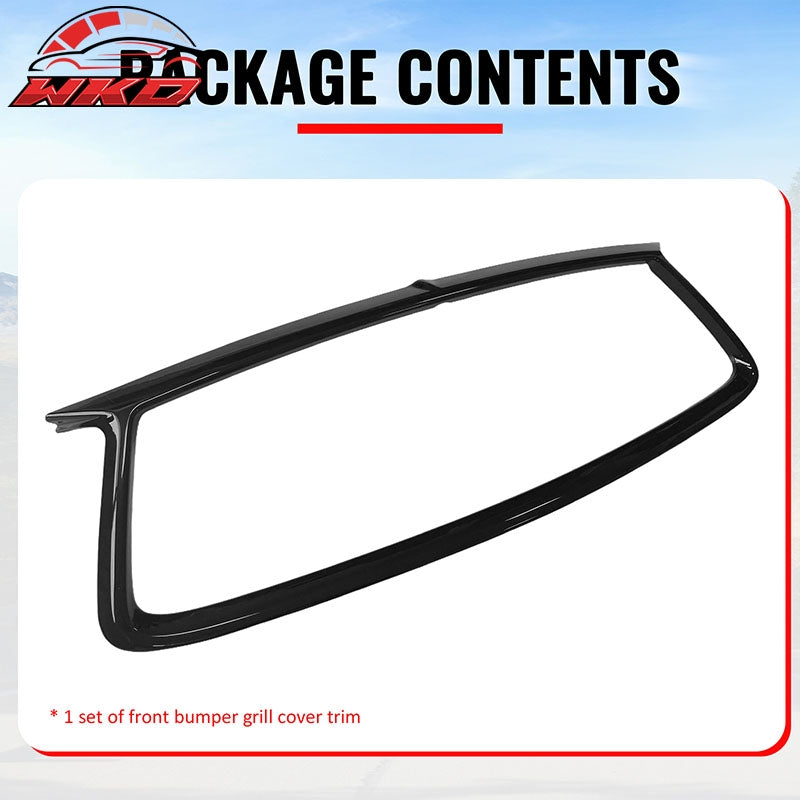 For 17-22 Infiniti Q60 Gloss Black OE Style Front Grille Frame Outline Trim ABS
