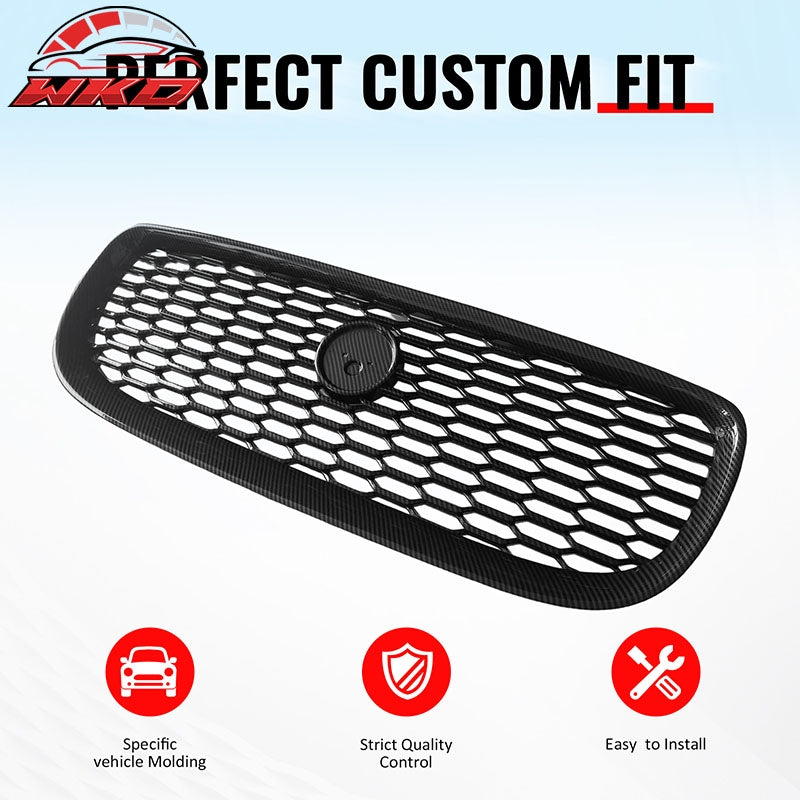Fits 16-19 Jaguar XE Carbon Fiber Print 2020 Style Front Bumper Upper Grille ABS