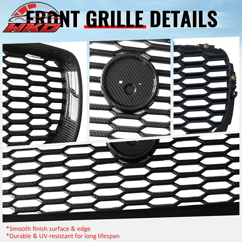Fits 16-19 Jaguar XE Carbon Fiber Print 2020 Style Front Bumper Upper Grille ABS