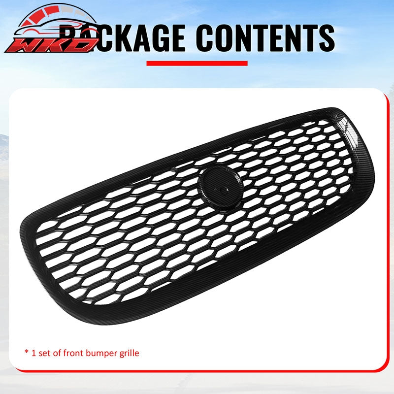 Fits 16-19 Jaguar XE Carbon Fiber Print 2020 Style Front Bumper Upper Grille ABS