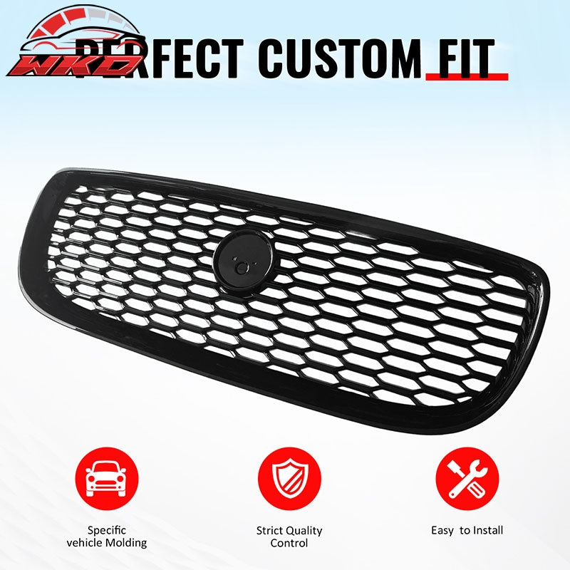 Fits 16-19 Jaguar XE Gloss Black 2020 Style Front Bumper Upper Grille Assembly