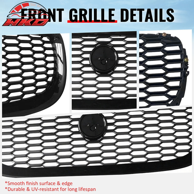 Fits 16-19 Jaguar XE Gloss Black 2020 Style Front Bumper Upper Grille Assembly