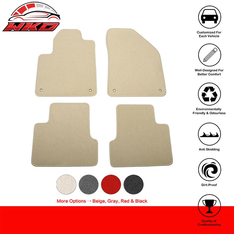 Fits 14-23 Jeep Cherokee Anti-Slip Front Rear Floor Mats Carpet Nylon 4PCS Beige