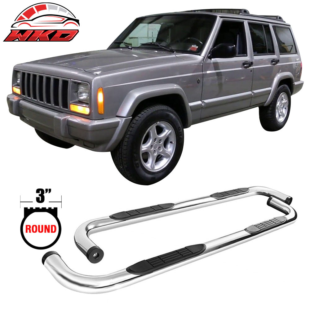Fits 84-01 Jeep Cherokee 3 Inch Stainless Steel Side Steps Running Boards