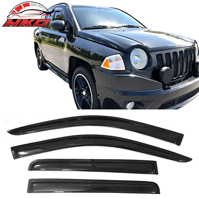 Fits 2007-2017 Jeep Compass 3D TPE Floor Mats All Season Carpets + Window Visors