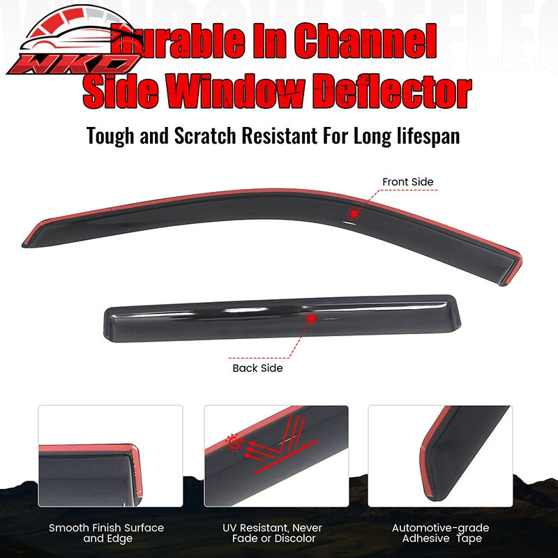 Fits 17-26 Jeep Compass In-Channel Window Visors Vent Rain Sun Guards Deflectors