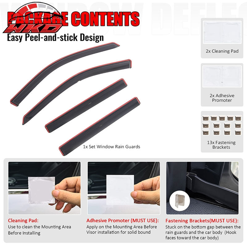 Fits 17-26 Jeep Compass In-Channel Window Visors Vent Rain Sun Guards Deflectors