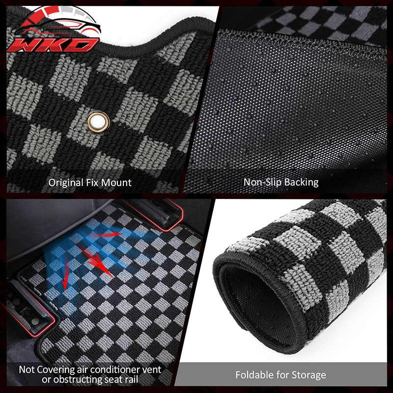 Fits 07-16 Jeep Compass Patriot Floor Mats Carpets Checkered Black Gray Plaid