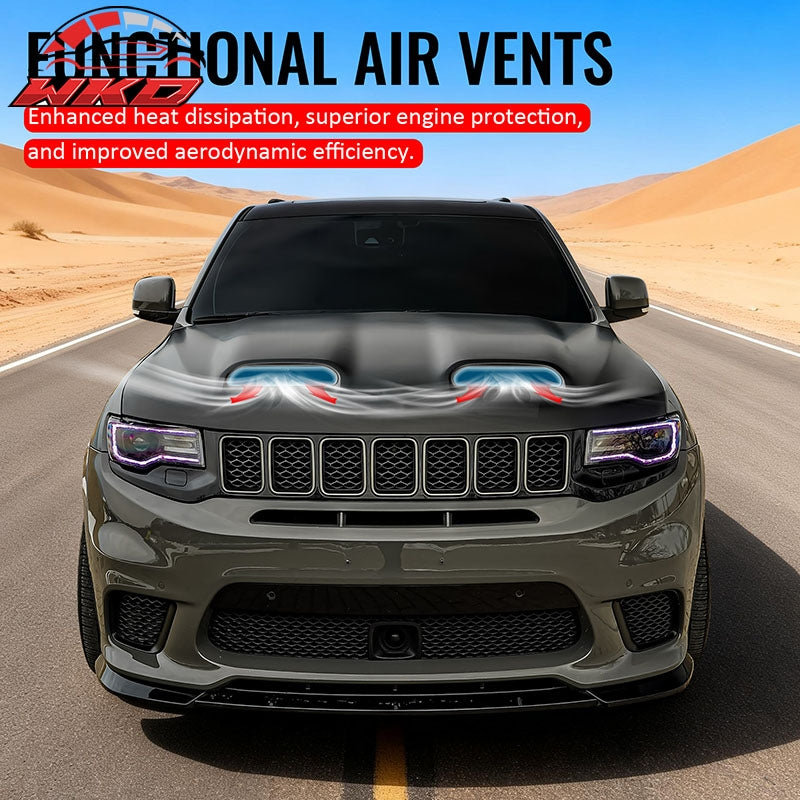Fits 11-21 Jeep Grand Cherokee SRT Redeye Style Front Hood Bonnet Guard Aluminum