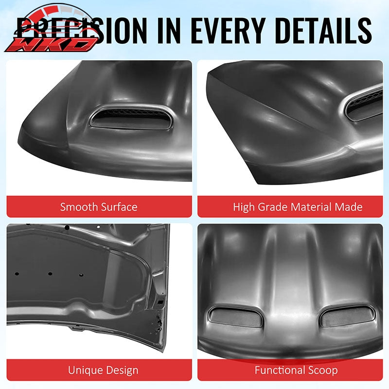Fits 11-21 Jeep Grand Cherokee SRT Redeye Style Front Hood Bonnet Guard Aluminum