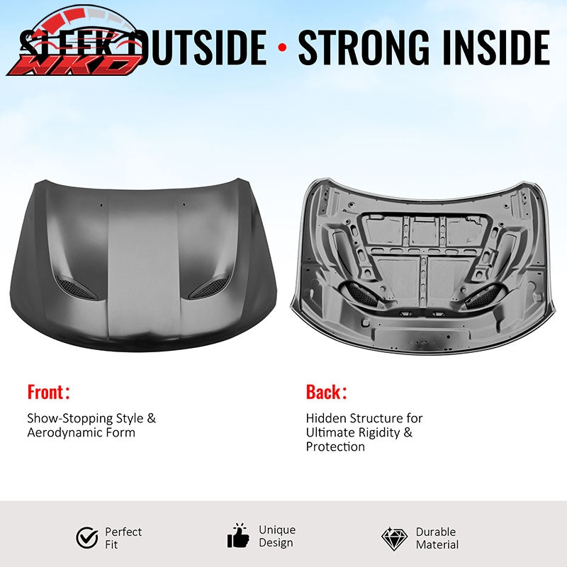 Fits 11-21 Jeep Grand Cherokee Trackhawk Style Front Hood Cover Black Aluminum