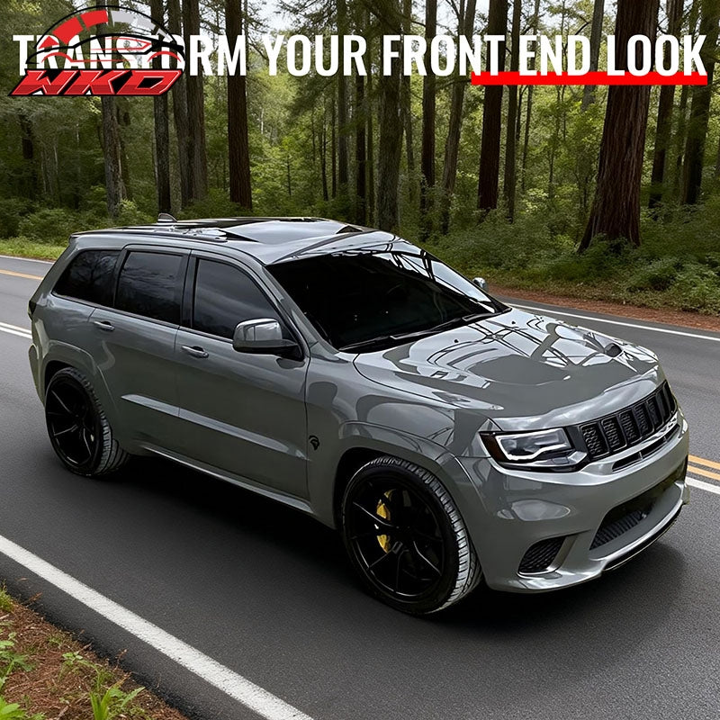 Fits 11-21 Jeep Grand Cherokee Trackhawk Style Front Hood Cover Black Aluminum