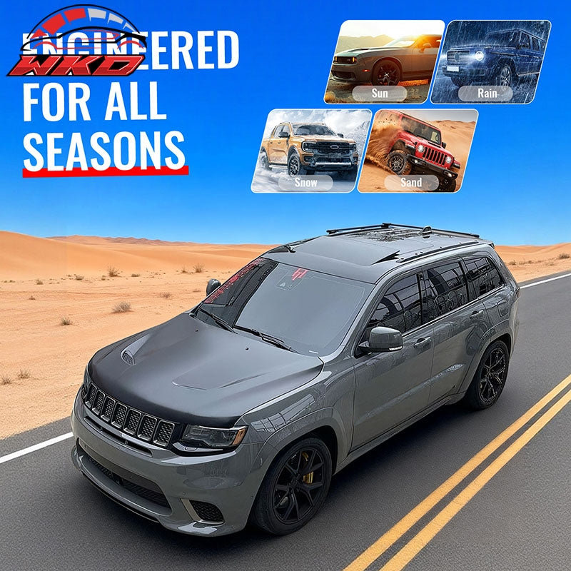 Fits 11-21 Jeep Grand Cherokee Trackhawk Style Front Hood Cover Black Aluminum