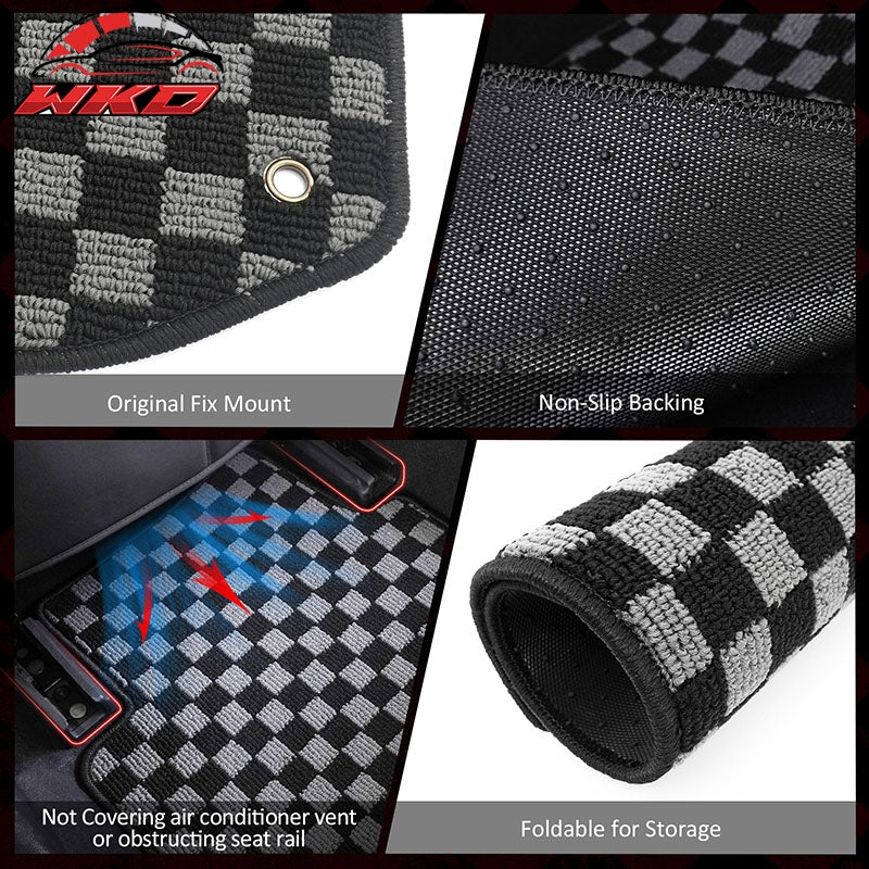 Fits 08-13 Jeep Liberty Floor Mats Non-Slip Carpets Checkered Black Gray Plaid