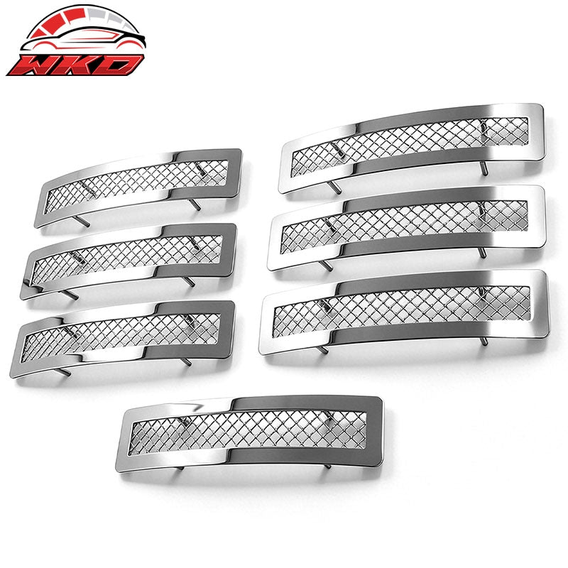 Fits 02-07 Jeep Liberty Front Bumper Upper Mesh Grille Insert Assembly Chrome