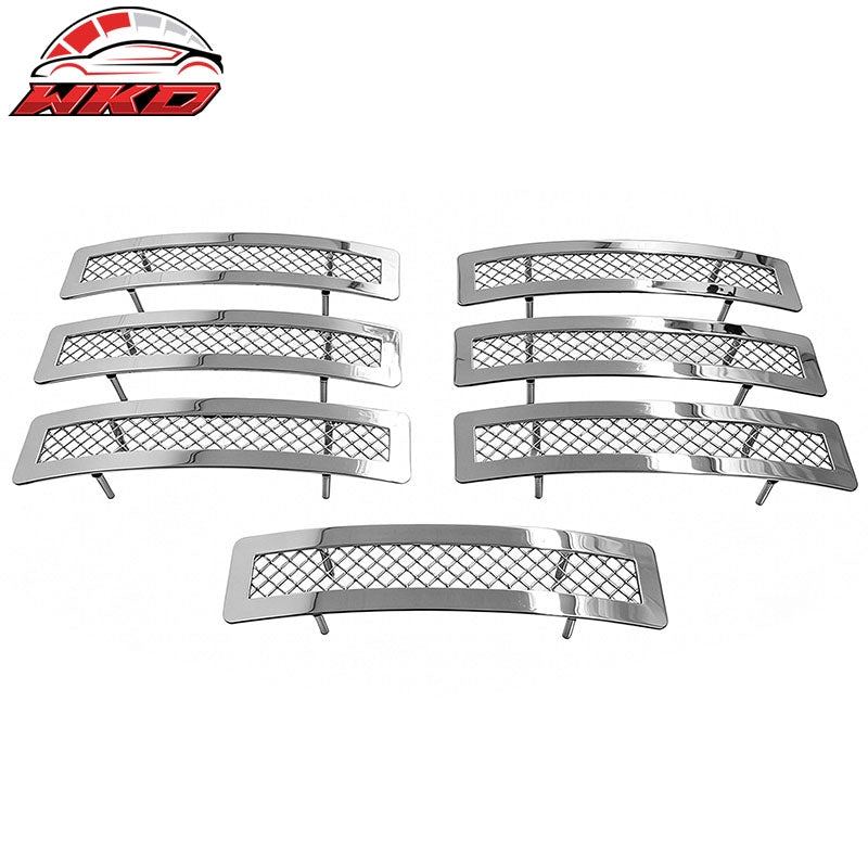 Fits 02-07 Jeep Liberty Front Bumper Upper Mesh Grille Insert Assembly Chrome