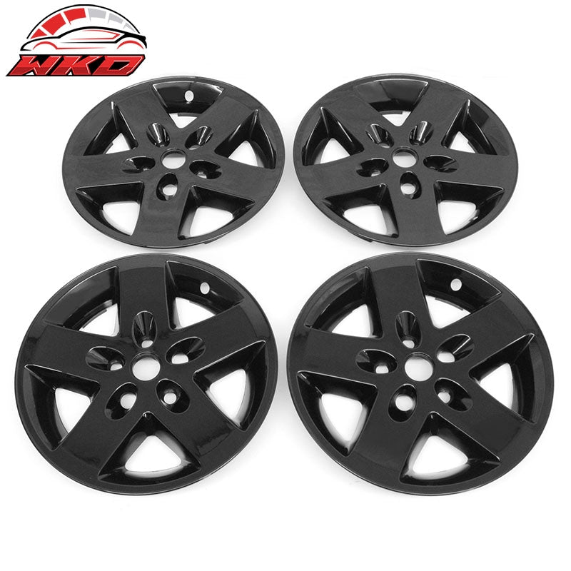 Fits 2007-2017 Jeep Wrangler 17" Wheel Covers Hubcaps Rim ABS Gloss Black 4PCS