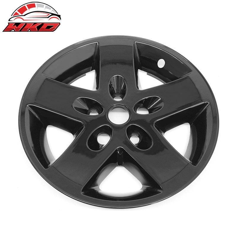 Fits 2007-2017 Jeep Wrangler 17" Wheel Covers Hubcaps Rim ABS Gloss Black 4PCS