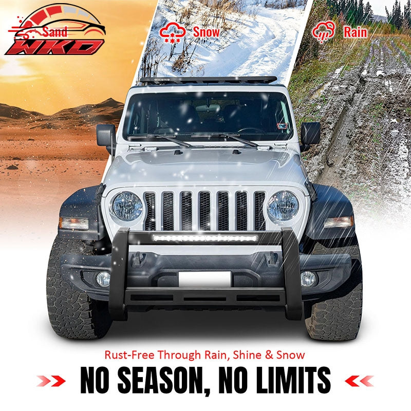 Wholesale 18-26 Jeep Wrangler JL 20-26 Gladiator JT Bull Bar Grille Guard W/LED Light - Wikond Auto