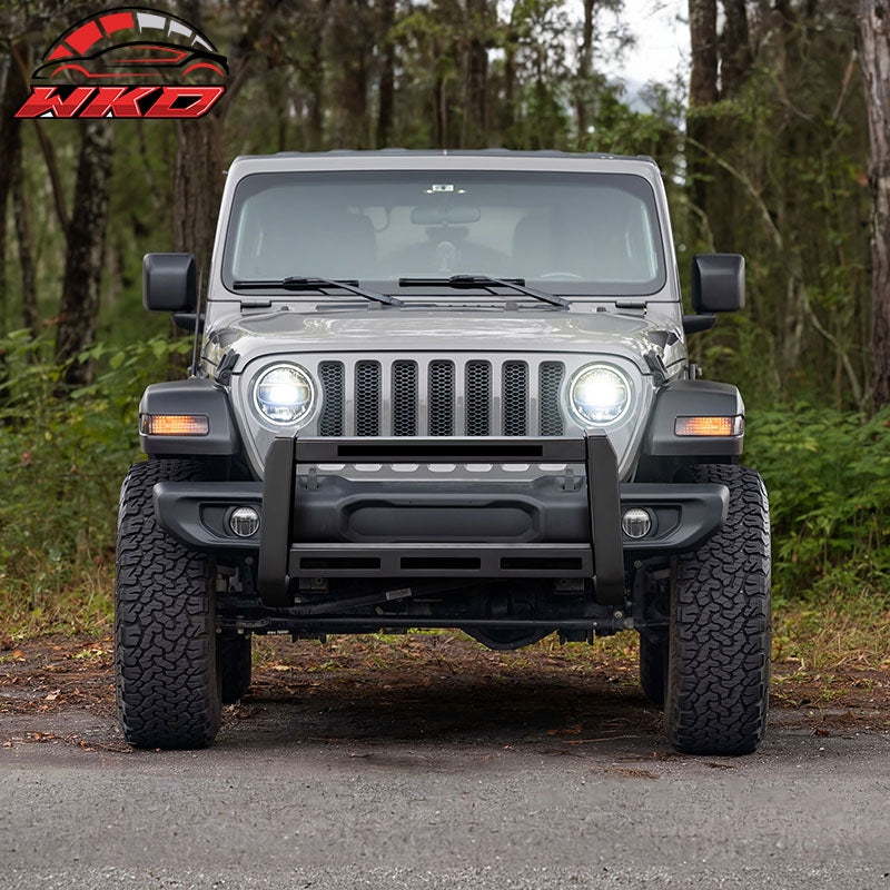 Fits 18-26 Jeep Wrangler JL 20-26 Gladiator JT Bull Bar Push Bumper Grille Guard