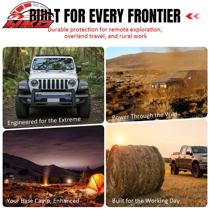 Fits 18-26 Jeep Wrangler JL 20-26 Gladiator JT Bull Bar Push Bumper Grille Guard