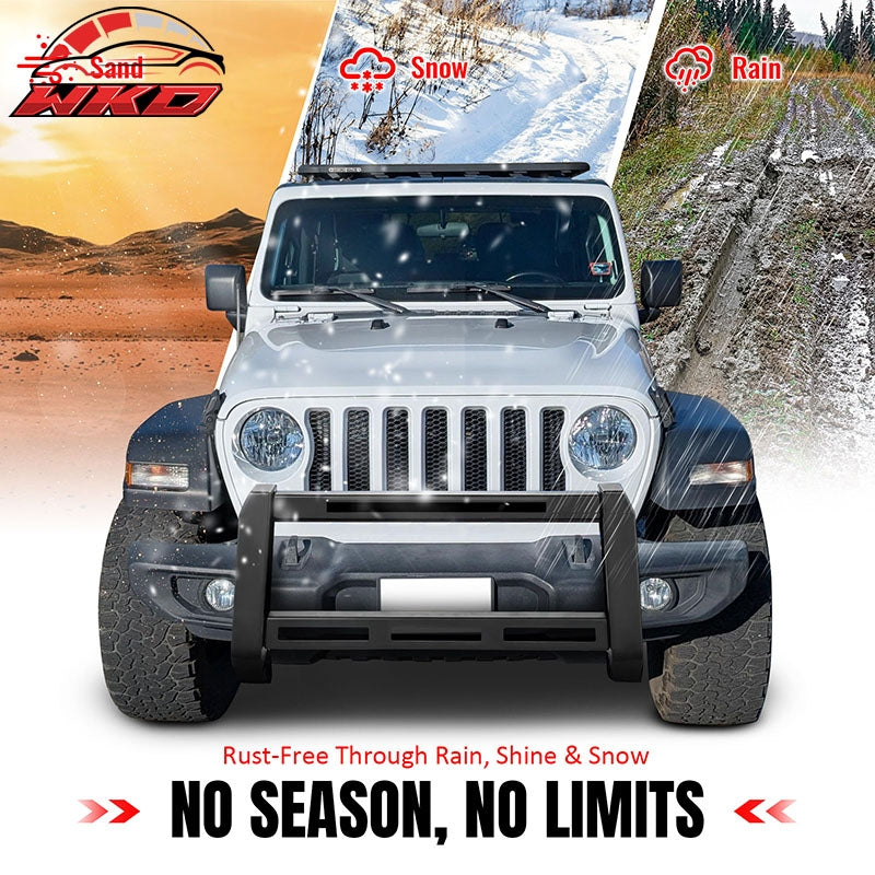 Fits 18-26 Jeep Wrangler JL 20-26 Gladiator JT Bull Bar Push Bumper Grille Guard