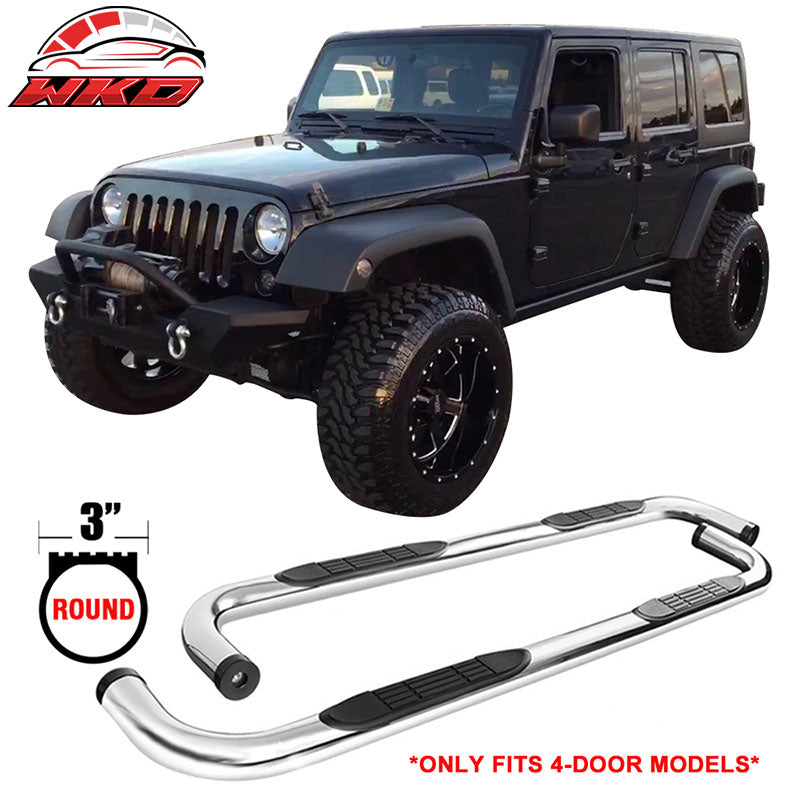Fits 07-18 Jeep Wrangler JK 4Dr 3" Side Step 2PCS Running Boards