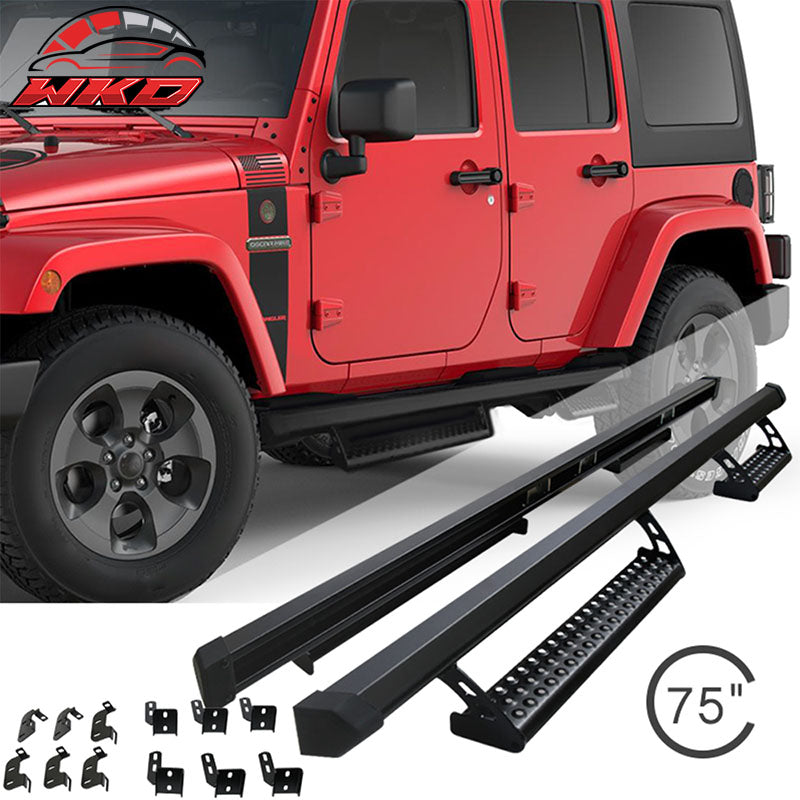 Fits 07-18 Jeep Wrangler JK 4-Door Offroad Style 2PCS Running Boards Nerf Bars
