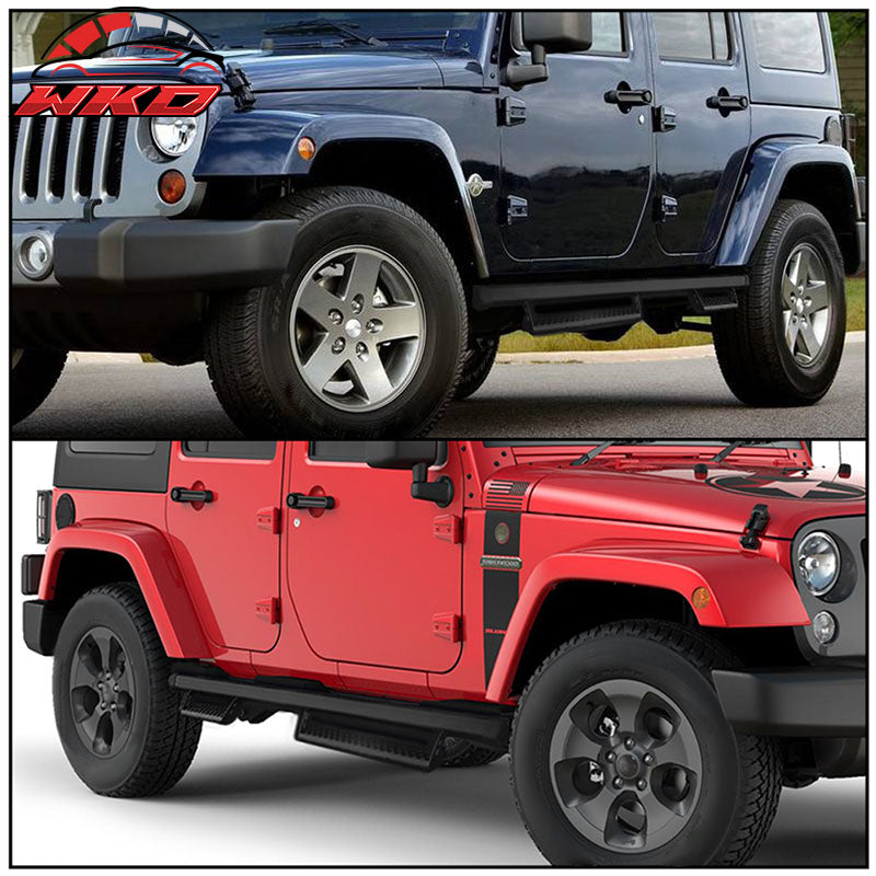 Fits 07-18 Jeep Wrangler JK 4-Door Offroad Style 2PCS Running Boards Nerf Bars