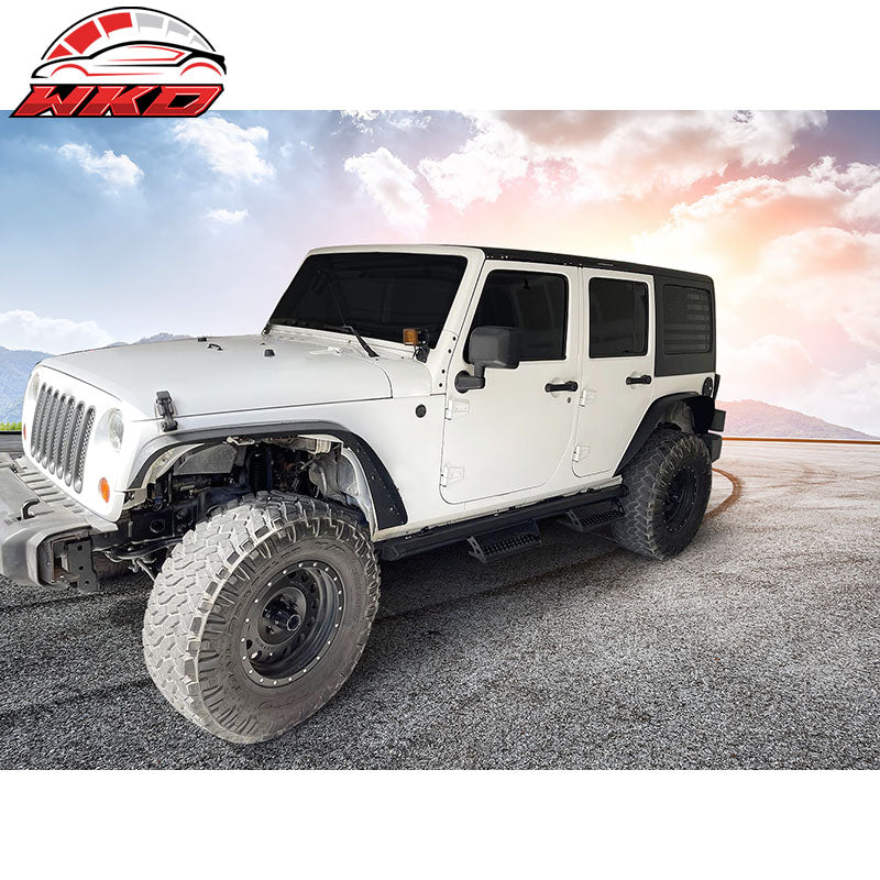 Fits 07-18 Jeep Wrangler JK 4-Door Offroad Style 2PCS Running Boards Nerf Bars