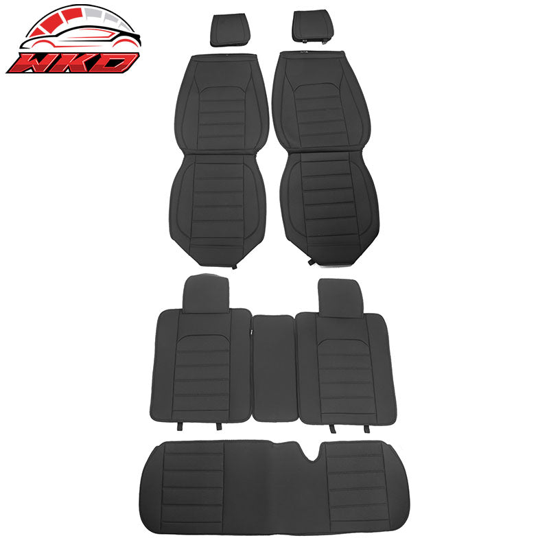 Wholesale 07-26 Jeep Wrangler JK JL Black PU Leather Seat Covers w/ Pocket Full Set