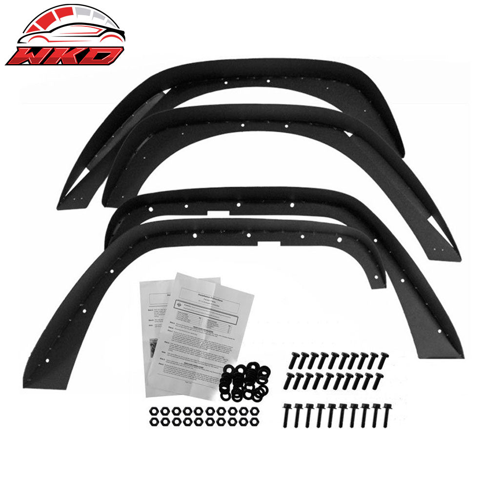 Fits 07-17 Jeep Wrangler JK Flat Style Steel Fender Flares Wheel Cover 4PCS