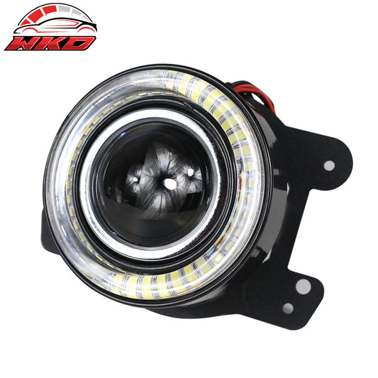 Wholesale 07-16 Jeep Wrangler LED Projector Front Fog Light With Halo Clear Lens