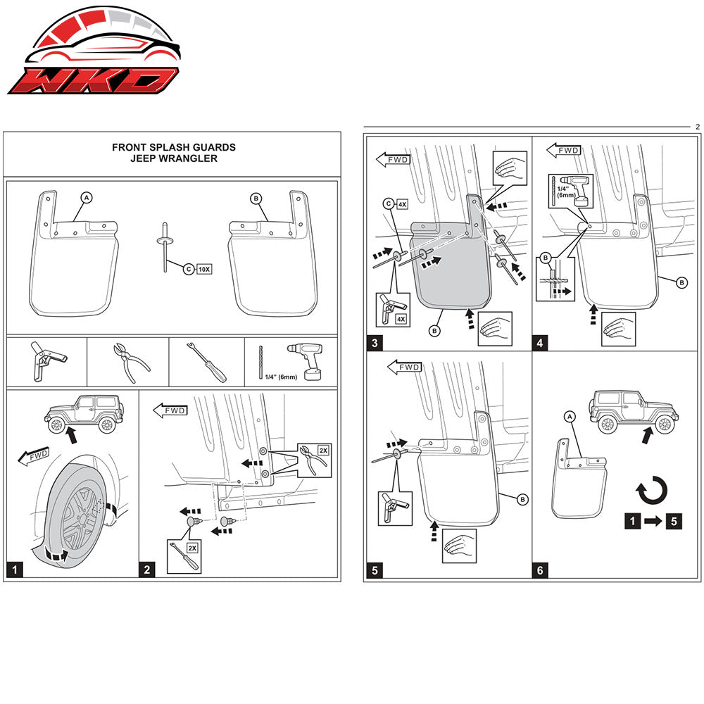 Fit 18-19 Jeep Wrangler JL JLU 4PC Set Front Rear Mud Flaps Splash Guard Flares
