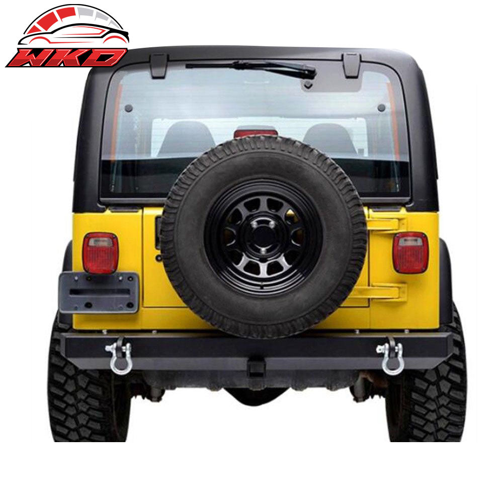 Fits 87-06 Jeep Wrangler YJ TJ Steel Rock Crawler Rear Bumper W/Hitch Receiver
