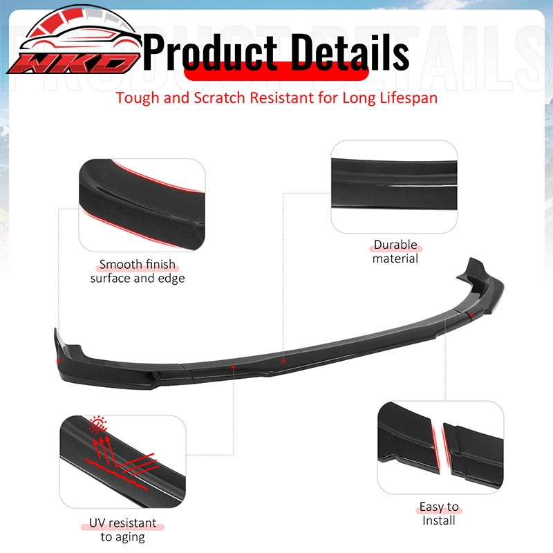 Fits 22-24 Kia Carnival IKON Style Front Bumper Lip Chin Spoiler Gloss Black
