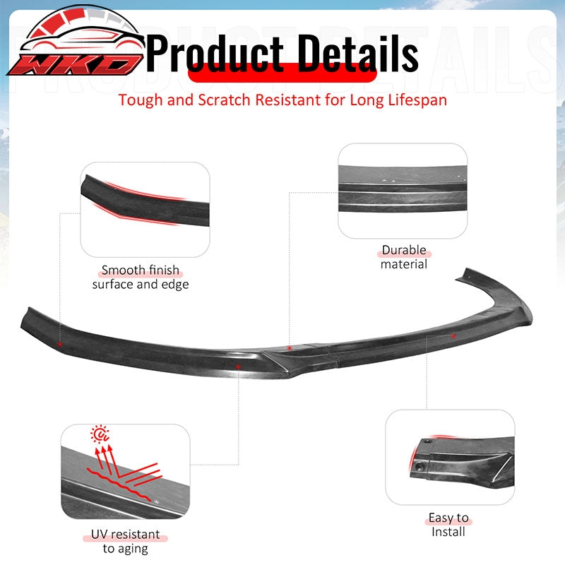 Fits 25-26 Kia K5 GT GT-Line Front Bumper Lip GT Style 3PCS Spoiler Unpainted PU