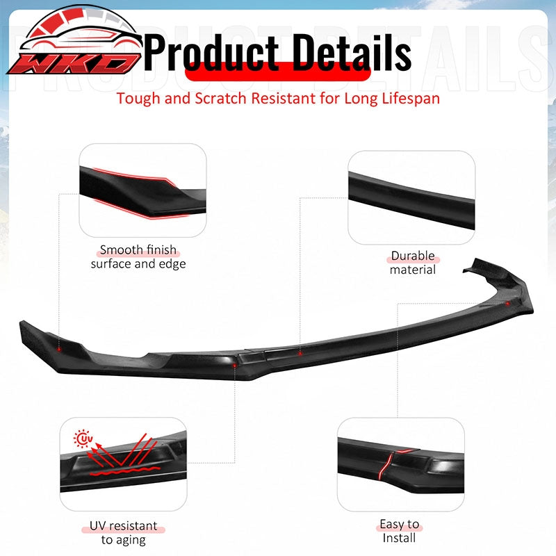 Fits 25-26 Kia K5 GT GT-Line Front Bumper Lip IKFM Style 3PCS Spoiler Unpainted PU