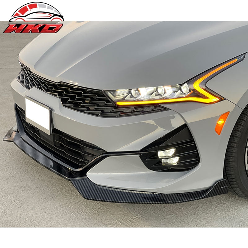 Fits 21-24 Kia K5 GT-Line RD Style 4PCS Front Lip Spoiler Carbon Fiber Print PP