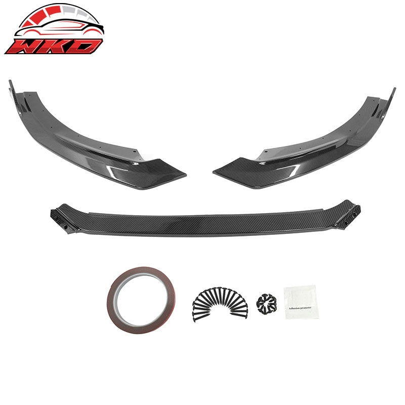 Fits 21-24 Kia K5 GT-Line RD Style 4PCS Front Lip Spoiler Carbon Fiber Print PP